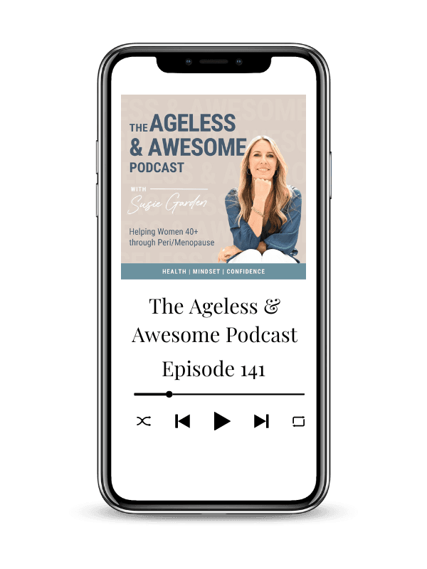 The Ageless and Awesome podcast shown on a phone